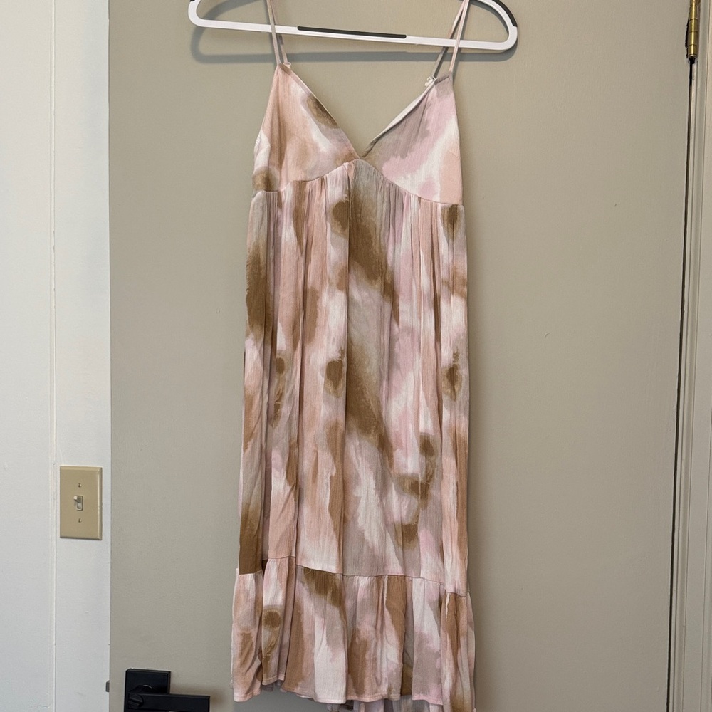 Elegant Pink and Brown Tie-Dye Dress